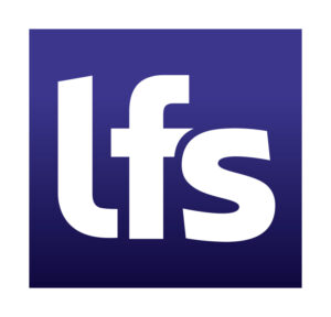 Logo of LFS featuring stylised letters 'l', 'f', and 's' in white on a purple background.