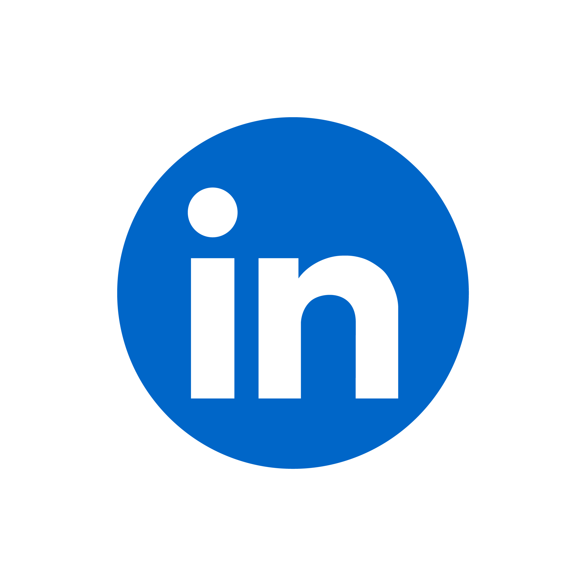LinkedIn logo featuring a blue circle with a white 'in' symbol in the centre.